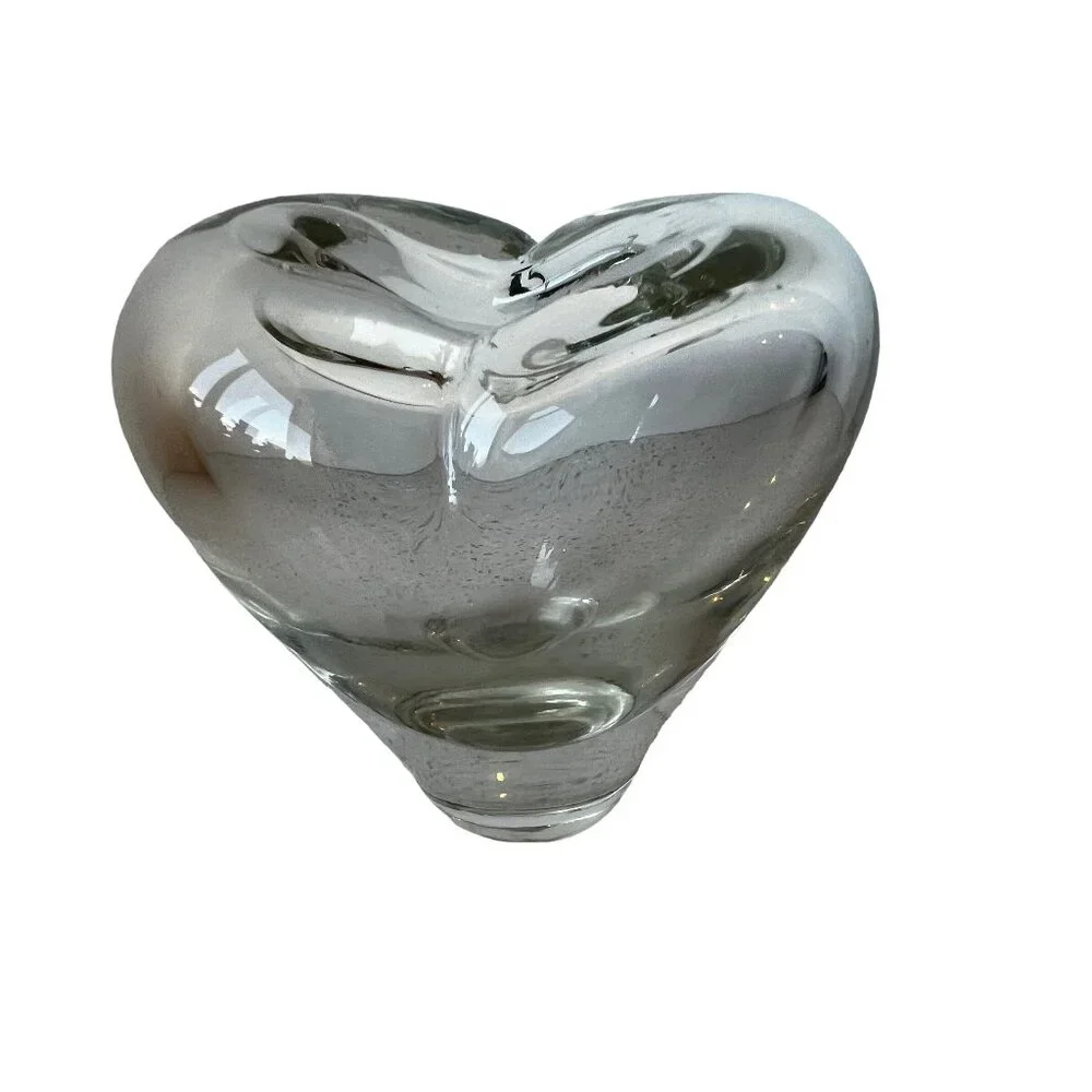 Hand Blown Clear Heart Vase 4” MCM